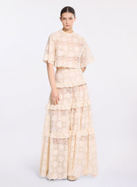 Cotton Embroidered Macram‚ Skirt