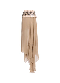 Silk Skirt with Python Print Waist