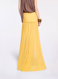Wrap-Effect Long Silk Skirt