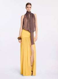 Wrap-Effect Long Silk Skirt