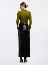 Printed Croco Leather Skirt
