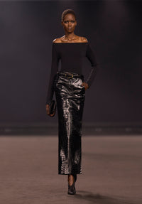Printed Croco Leather Skirt