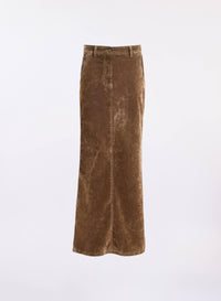 Flocked Denim Long Skirt