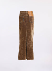 Flocked Denim Long Skirt