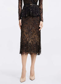 Lace Embroidered Midi Skirt