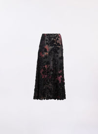 Embroidered Tulle Midi Skirt