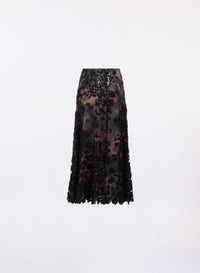 Embroidered Tulle Midi Skirt