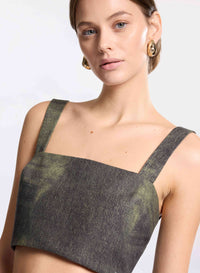 Printed Linen Crop Top