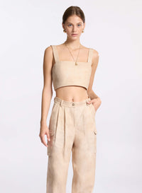 Printed Linen Crop Top