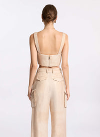 Printed Linen Crop Top