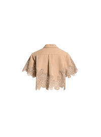 Embroidered Gabardine Top