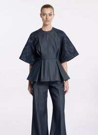 Embroidered Denim Top