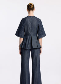 Embroidered Denim Top