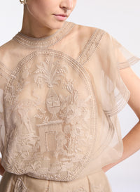 Embroidered Organza Top