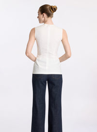 Poplin Top with Bow Detail