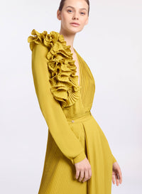 Pleated Ruffle Chiffon Shirt