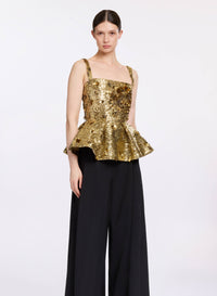 Bead Embroidered Peplum Top