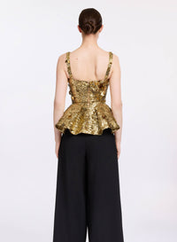 Bead Embroidered Peplum Top