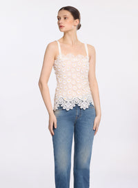 Tulle Embroidered Macram‚ Top