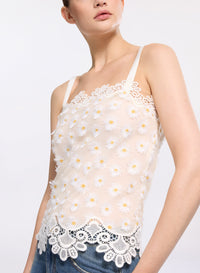 Tulle Embroidered Macram‚ Top