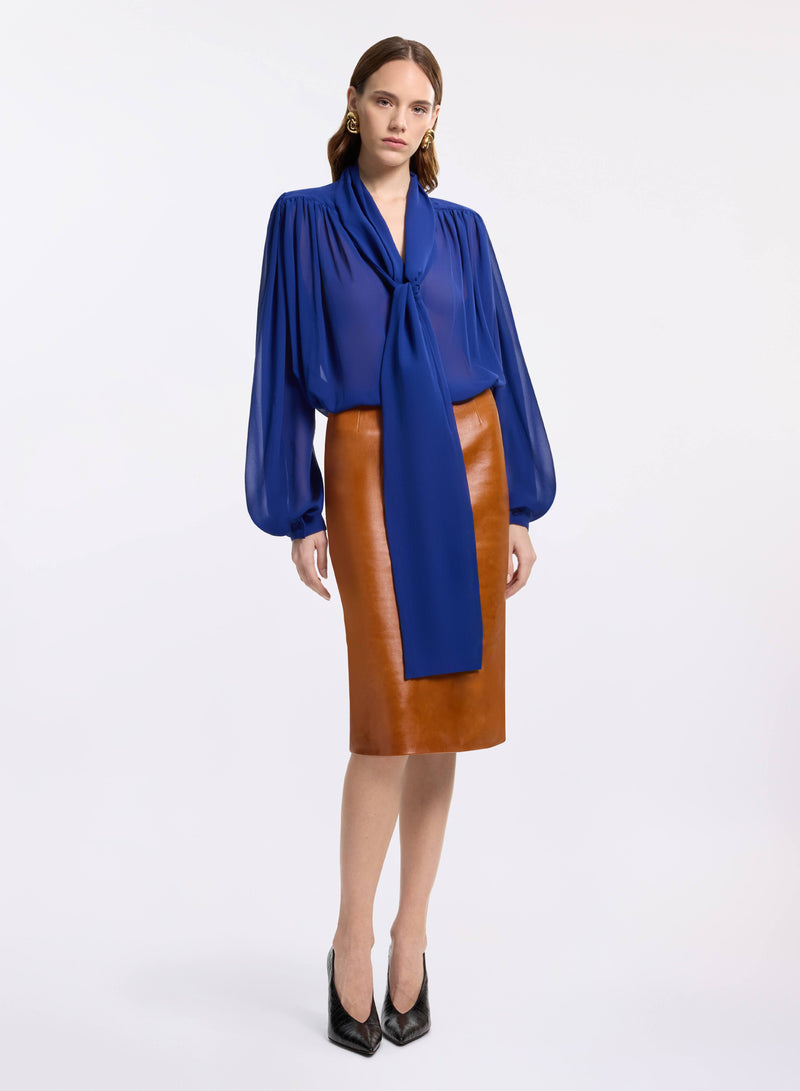 Balloon-Sleeved Silk Blouse
