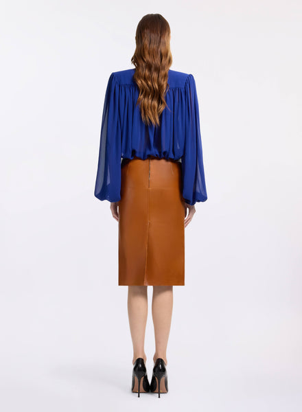 Balloon-Sleeved Silk Blouse