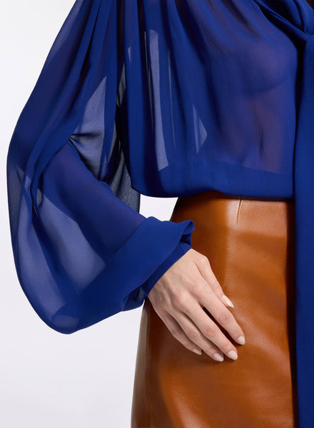 Balloon-Sleeved Silk Blouse