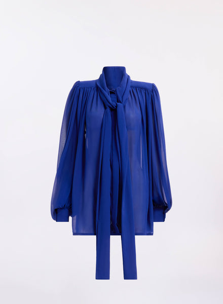 Balloon-Sleeved Silk Blouse