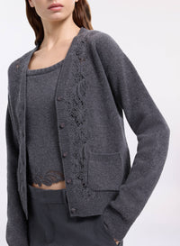 Knit & Lace Trim Twin Set