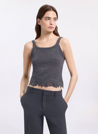Knit & Lace Trim Twin Set